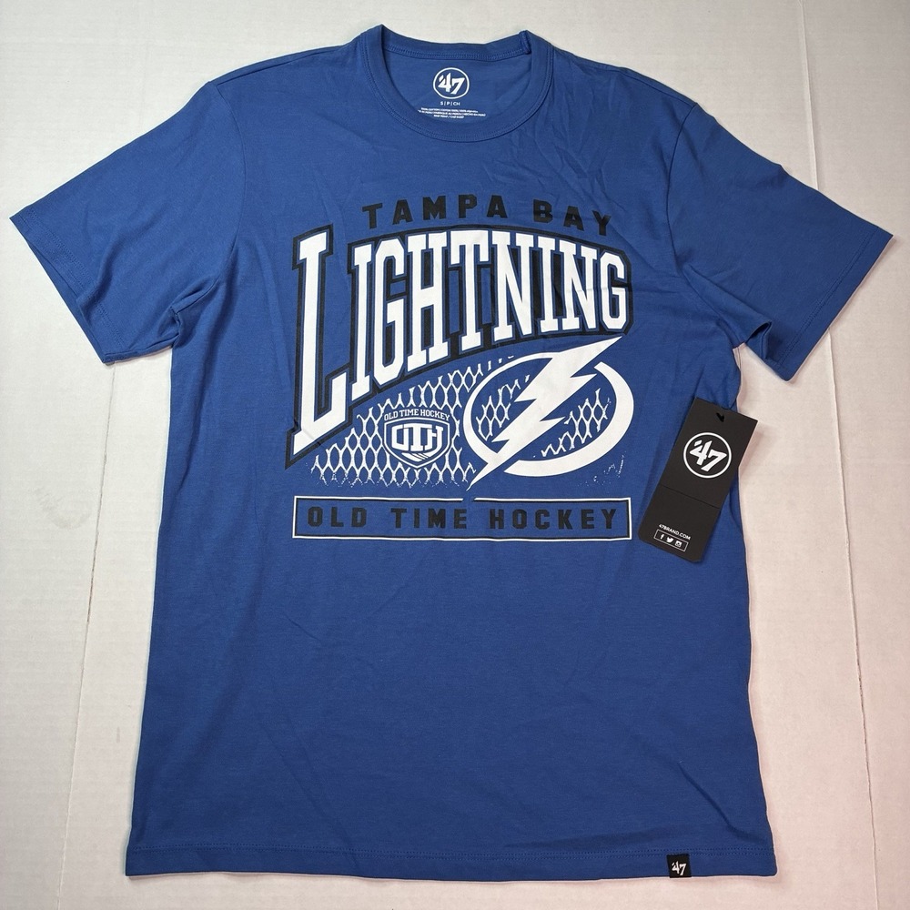 Tampa Bay Lightning 47 Brand Logo SS T-shirt Men's Size S Small Blue NEW